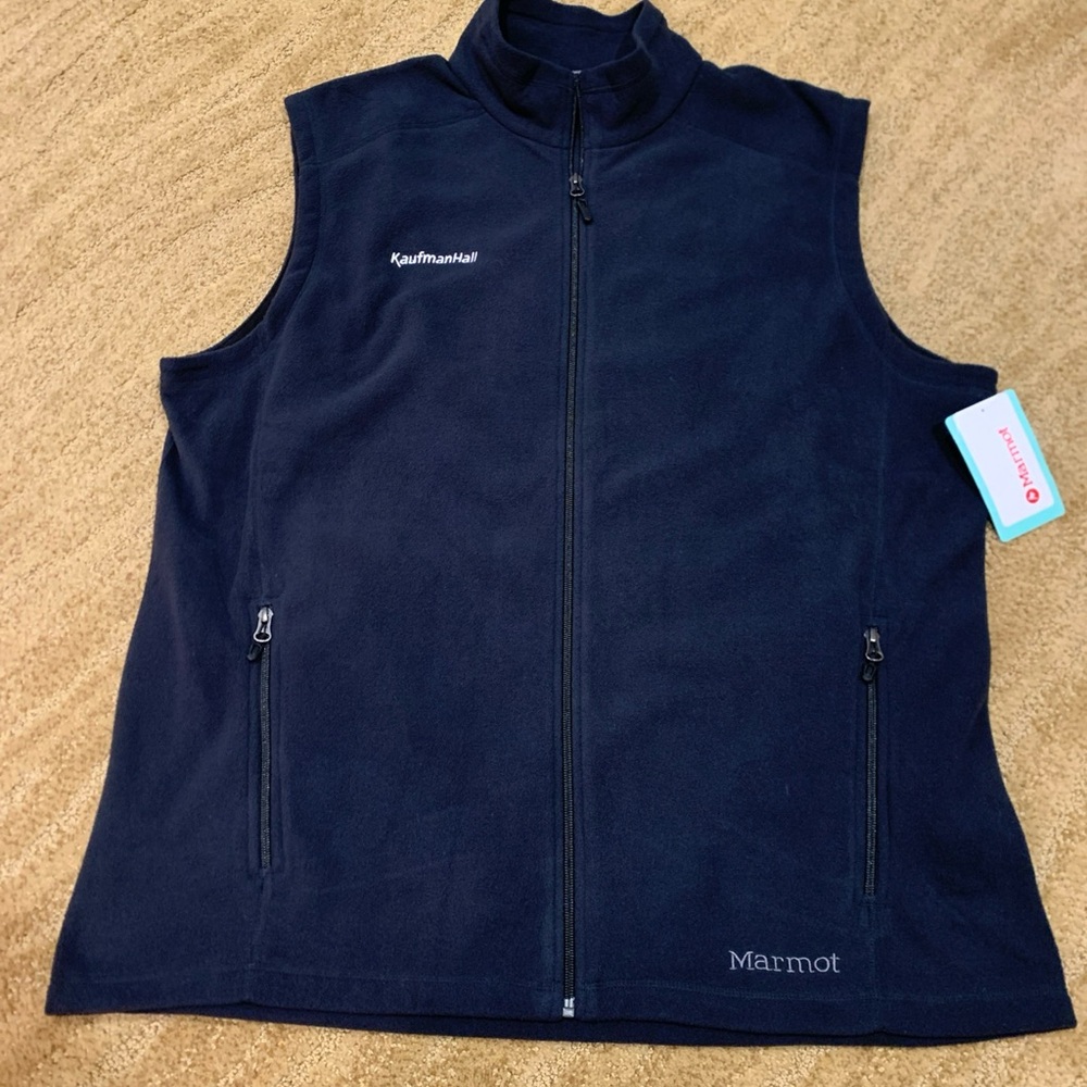 Marmot Men’s Fleece Rocklin Vest XXL Black Logo Sleeveless (901077-001) NWT